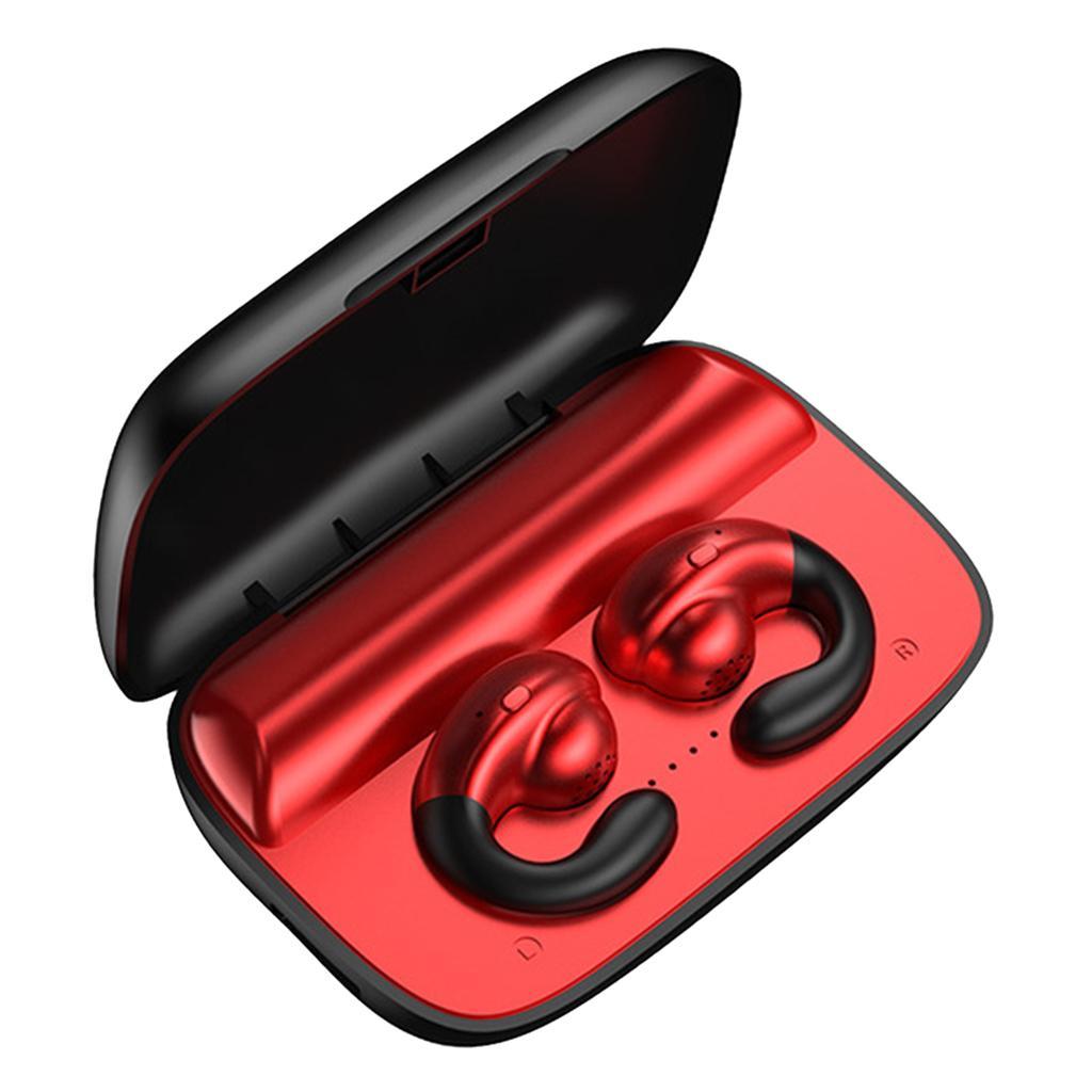 2pcs Wireless Bluetooth 5.0 Earphones Mini In-Ear Headset White LED and Red