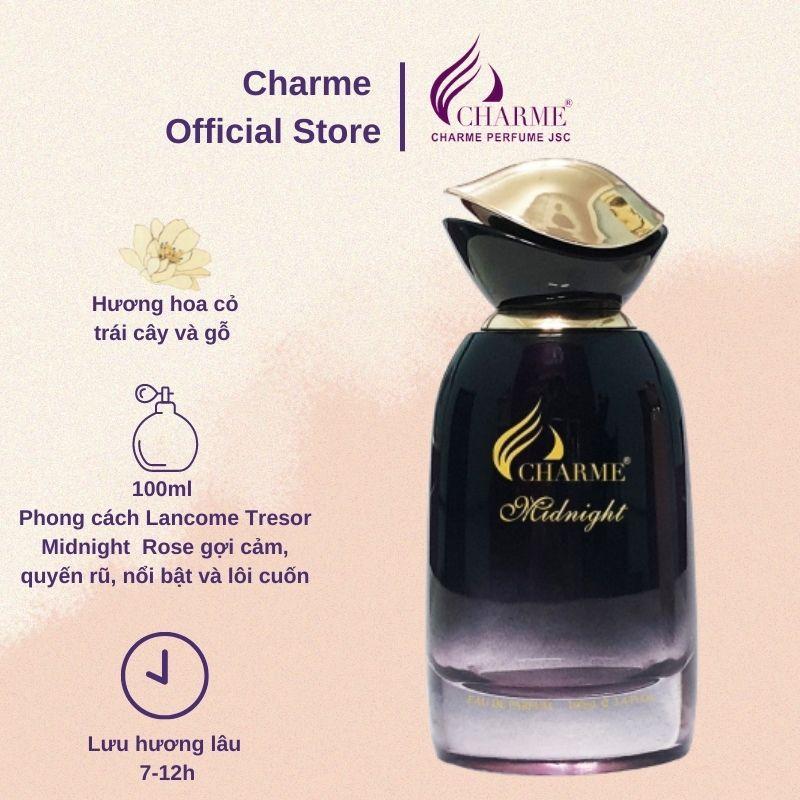 Nước Hoa Cao Cấp CHARME MIDNIGHT Hương Thơm Cổ Điển Gợi Cảm Từ Hoa Hồng Giúp Nữ Giới Tự Tin Cuốn Hút 100ml