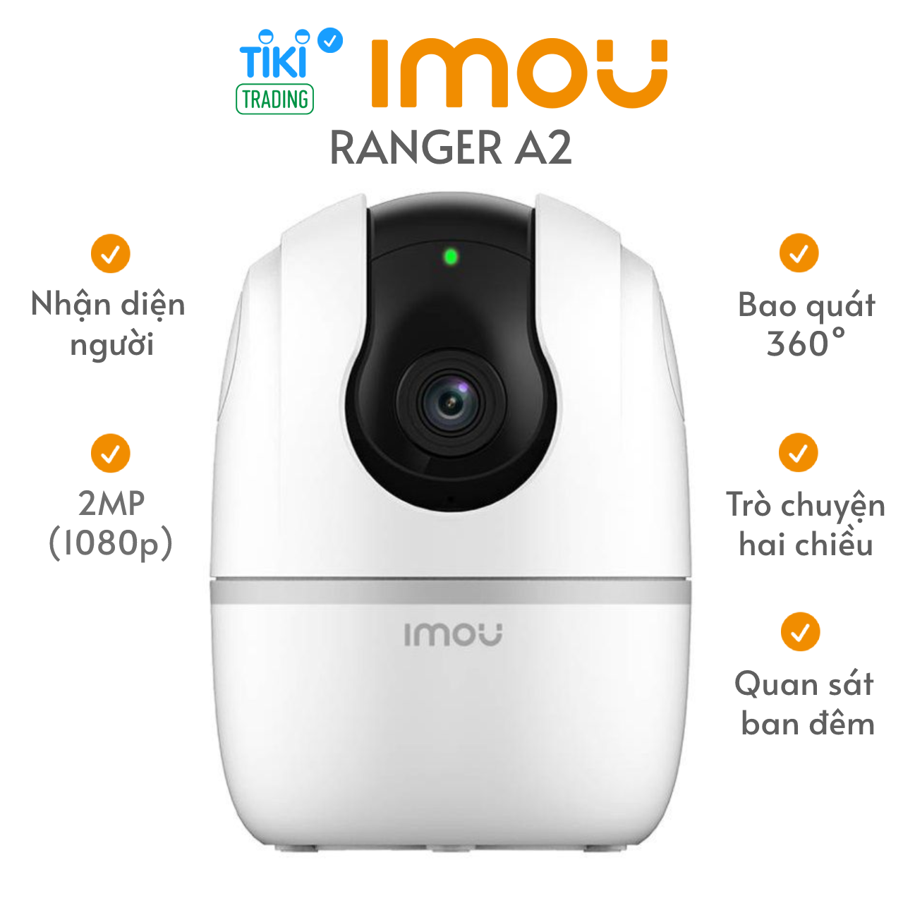 Camera IP WIFI IMOU RANGER A2 (A22EP-D-V3) Full HD 1080P, phiên bản 2022- Hàng Chính Hãng