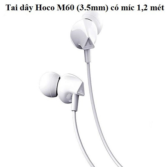 Tai nghe nhét tai hoco m60 có mic đàm thoại