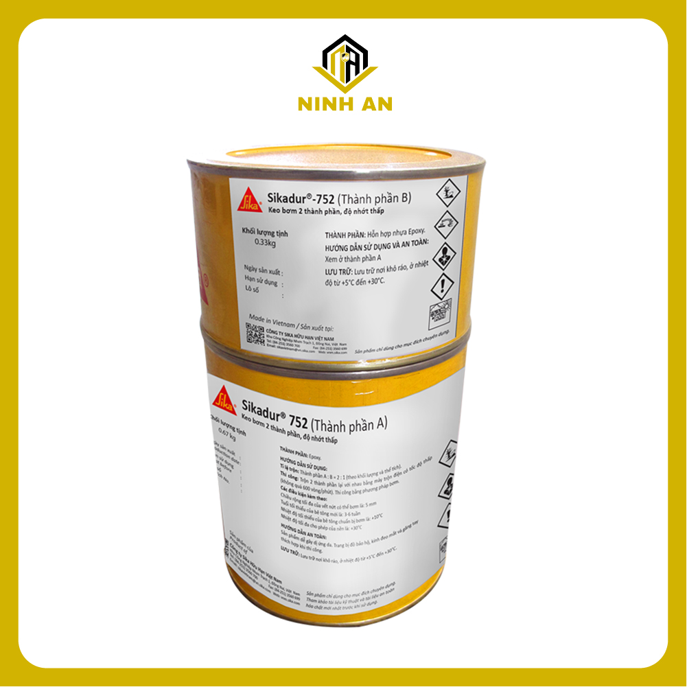 Sikadur 752 - 1 bộ A&B 1kg - Dùng bơm xử lý nứt kết cấu bê tông