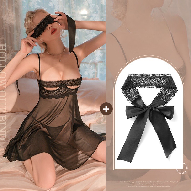Đầm Ngủ Lụa Thiết Kế Nữ Tính (Kèm Bịt Mắt) - B.Lingerie