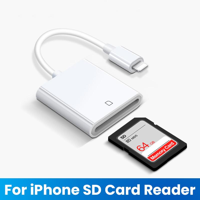 Máy đọc thẻ 8 chân đến SD TF cho iPhone 13 12 Micro SD TF Memory Thẻ trên bộ điều hợp đầu đọc thẻ máy ảnh thông minh cho iOS 13