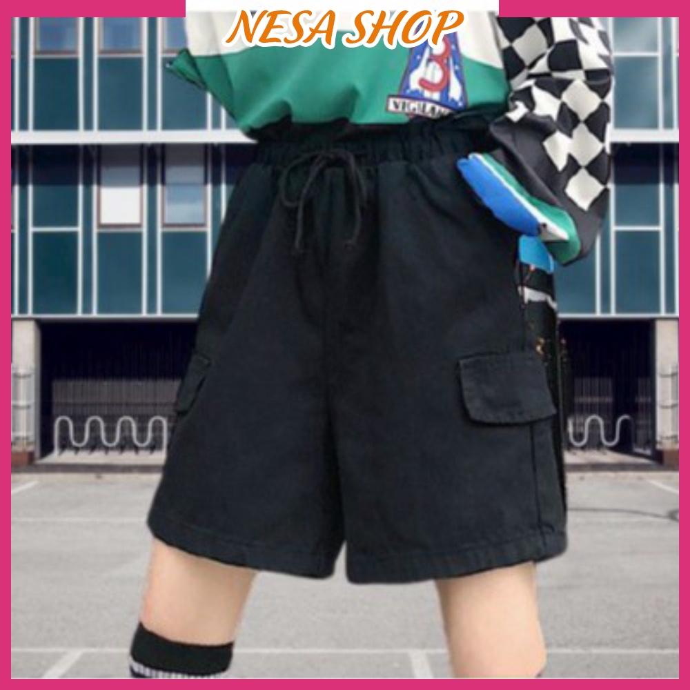 Quần short kaki nam nữ, quần đùi có nắp túi Nesa, chất liệu kaki bền đẹp, form rộng ống suông