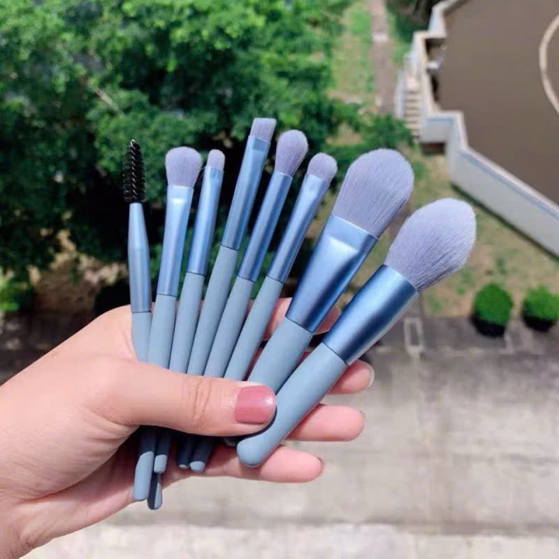Bộ Cọ Trang Điểm 8 Cây Tặng Kèm Túi Zip Vintage Cao Cấp - HÀNG CHÍNH HÃNG MINIIN