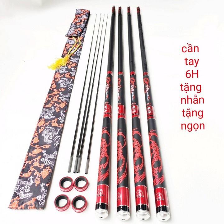 Cần Câu Tay Xích Long Cần Câu Đài Carbon 6H Cao Cấp Tặng Kèm Ngọn Phụ CC9