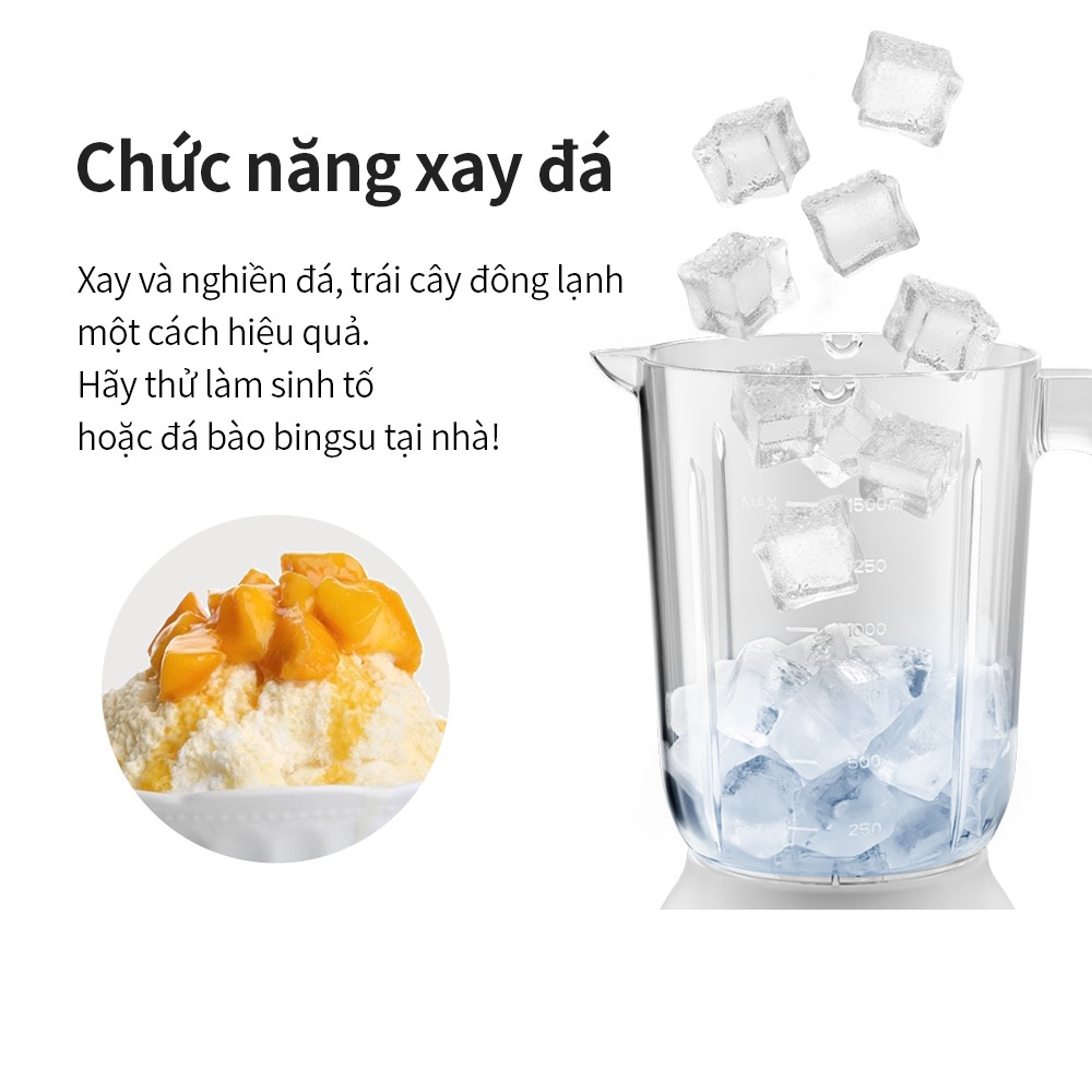 Hình ảnh Máy xay sinh tố Lock&lock 1.5L EJM416WHT Multi Blender 800W - Hàng chính hãng, nghiền nhuyễn đá, có lọc bã hạt - JoyMall