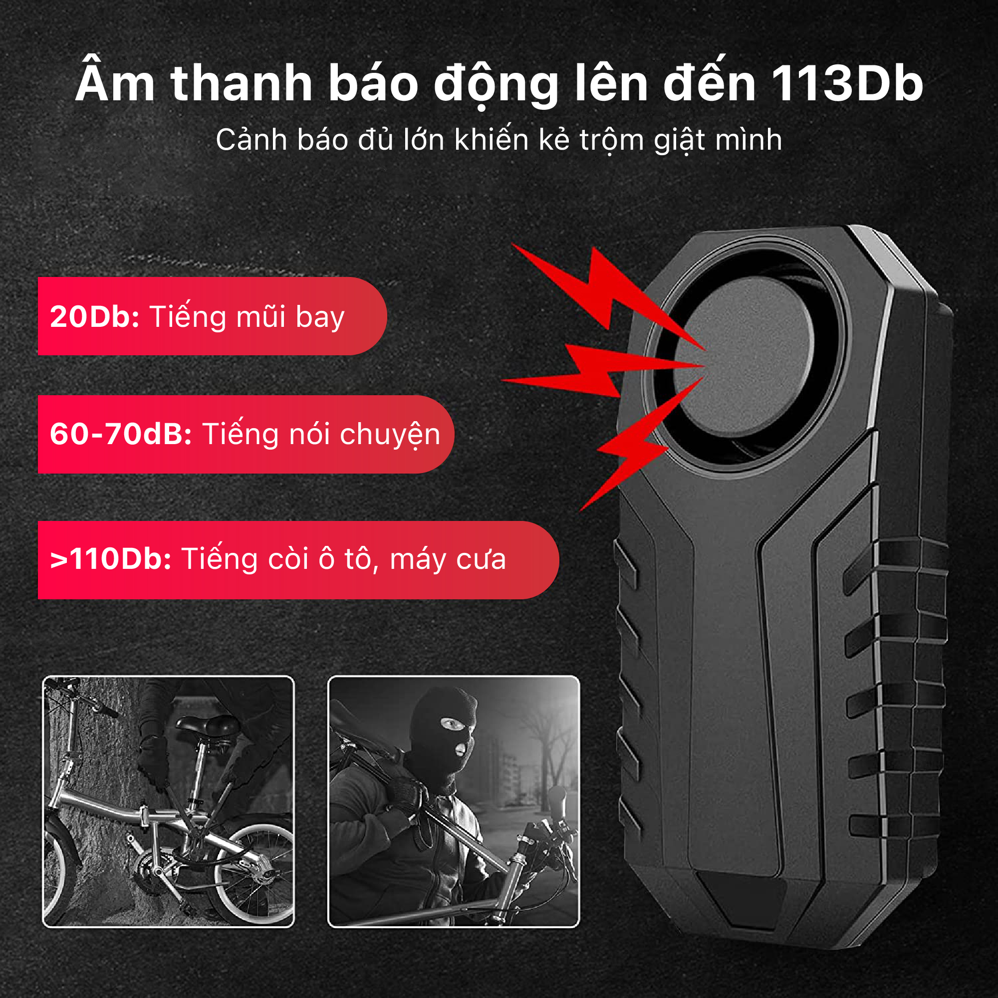 Khóa chống trộm xe máy có còi báo động PINGRON PR-R06 - Chống nước tốt, có thể điều chỉnh độ nhạy, bảo hành 12 tháng