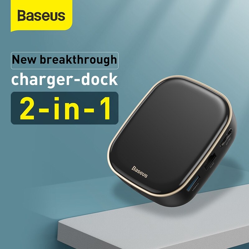 Bộ Chia Hub Đa Năng 6 in1 Baseus Type-C Hub Adapter AC Multifunctional Charger: USB3.0*2 / HDMI / Type-C / RJ45 / SD/TF - Hàng Chính Hãng