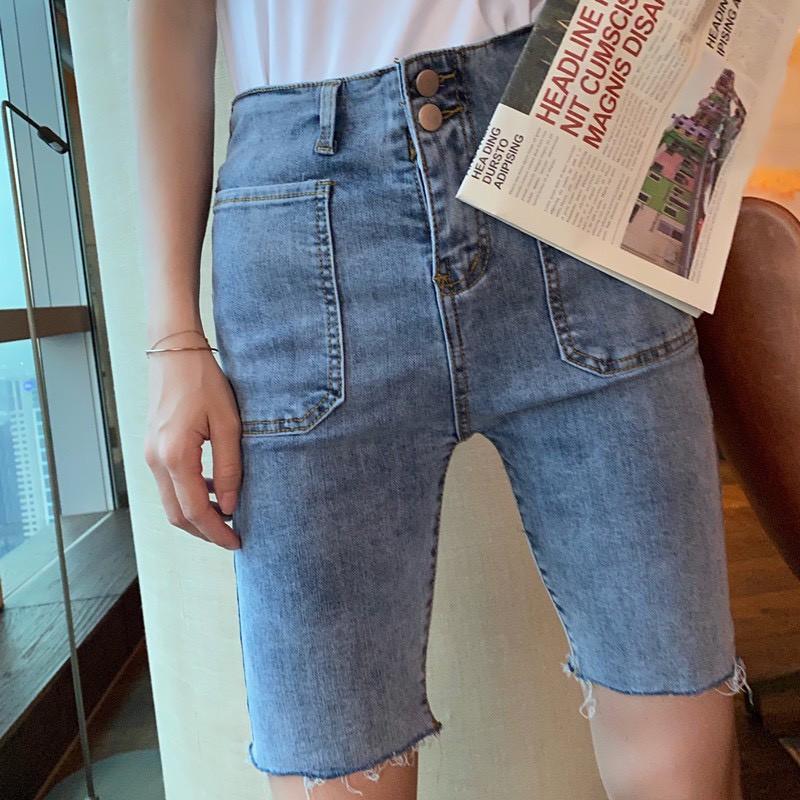 Quần jean ngố / lửng lưng siêu cao, kiểu 2 nút, BIG SIZE dành cho người béo, co dãn mạnh rẻ đẹp 3334