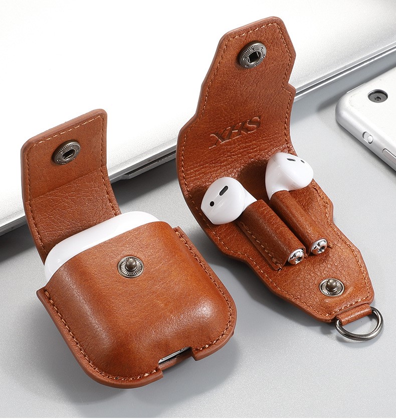 Bao Da Kai Leather Dành cho Airpods 1/2 Kèm Túi Đựng Tai nghe- Hàng Chính Hãng