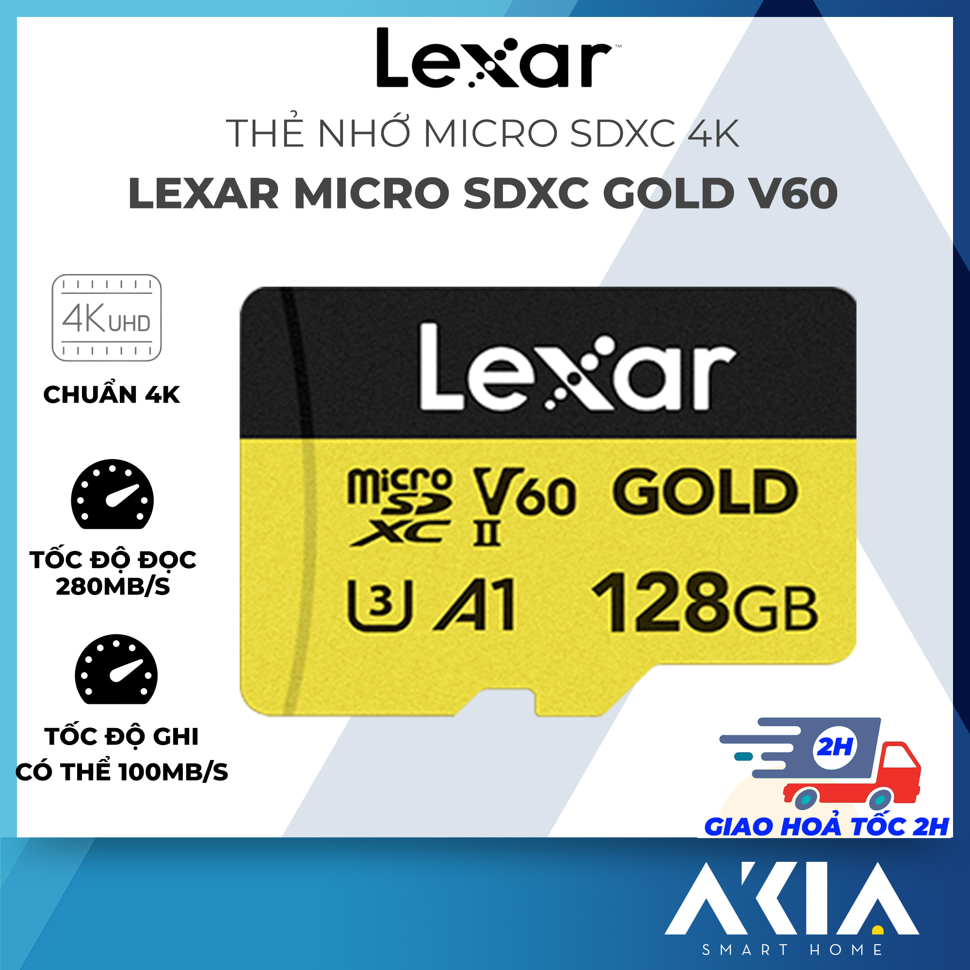 Thẻ nhớ Lexar Professional GOLD microSDX UHS-II - Dung lượng 128GB / 256GB, Cho video 4K - Hàng chính hãng