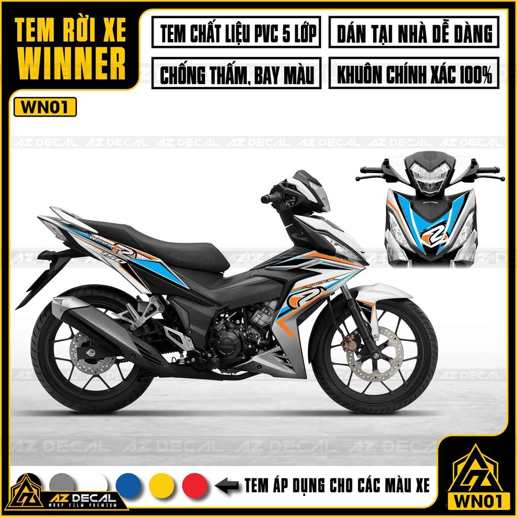 Tem Rời Dán Xe Winner V1 / 150 | WN01 | Decal Chế Chất Liệu PVC Chống Bay Màu, Chống Thấm Nước - Xanh Trắng