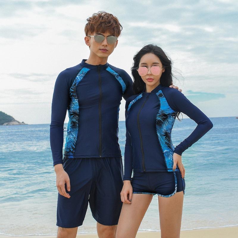 Bộ đồ bơi đôi nam nữ dài tay quần dài phong cách thể thao cao cấp