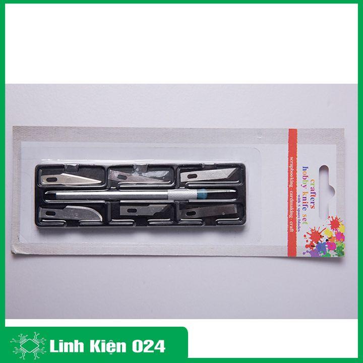 Bộ dao mổ cán bạc 6 lưỡi dao kỹ thuật, khắc trổ đa năng