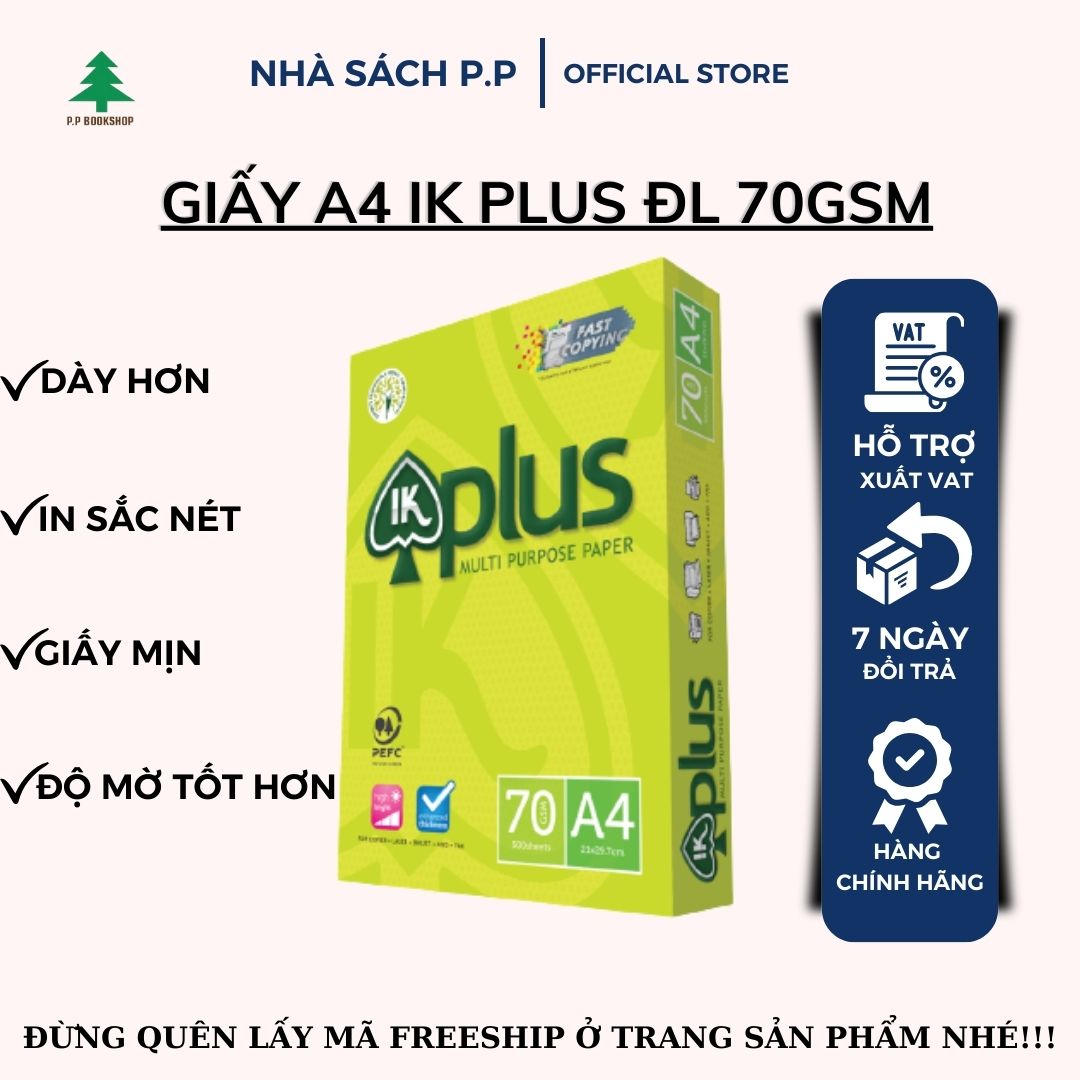 Giấy in văn phòng đa năng IK plus A4 ĐL 70g/m2 (500 tờ/1 ram) - Giấy in, giấy photo