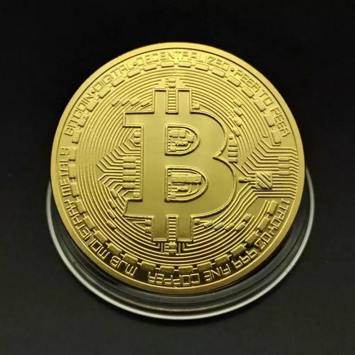 Xu Bitcoin Vàng, đường kính xu 4cm, chất liệu Niken mạ một lớp màu vàng, dùng để sưu tầm, lưu niệm, làm đồ thủ công mỹ nghệ - SP002456