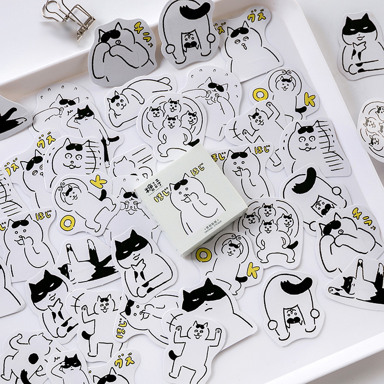 Sticker hộp 45 miếng dán - Mèo Nhí Nhố - Hộp nhãn dán trang trí sổ tay bullet journal - M460