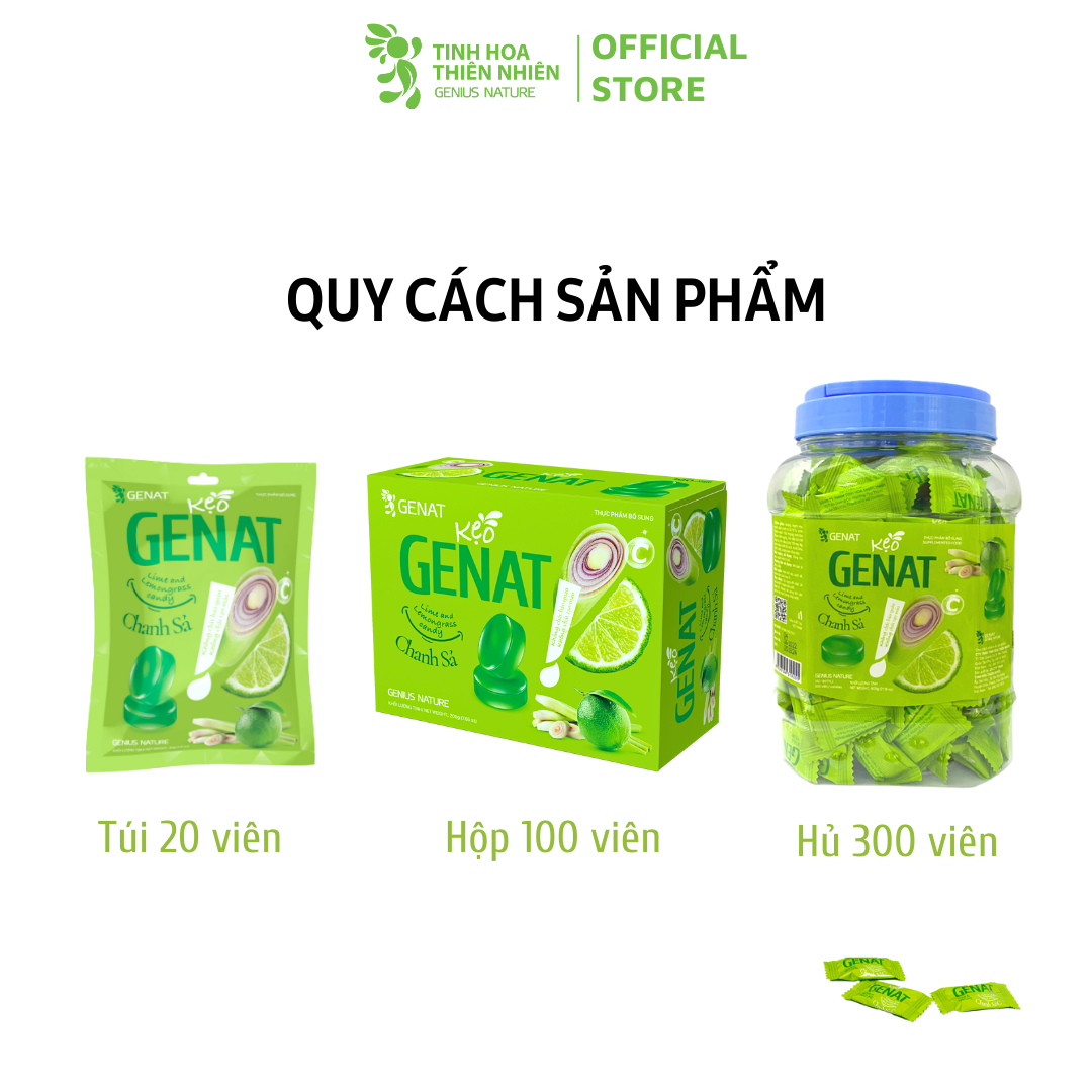 Kẹo ngậm Genat Chanh Sả (Hộp 100 viên) - Giao 2H HCM