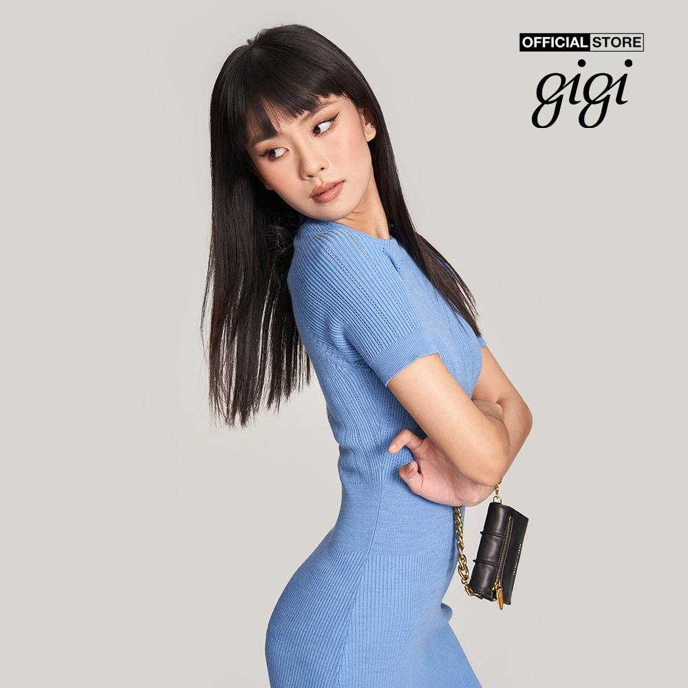 GIGI - Đầm body mini tay ngắn cổ tròn phối nút sang trọng G2106K222717