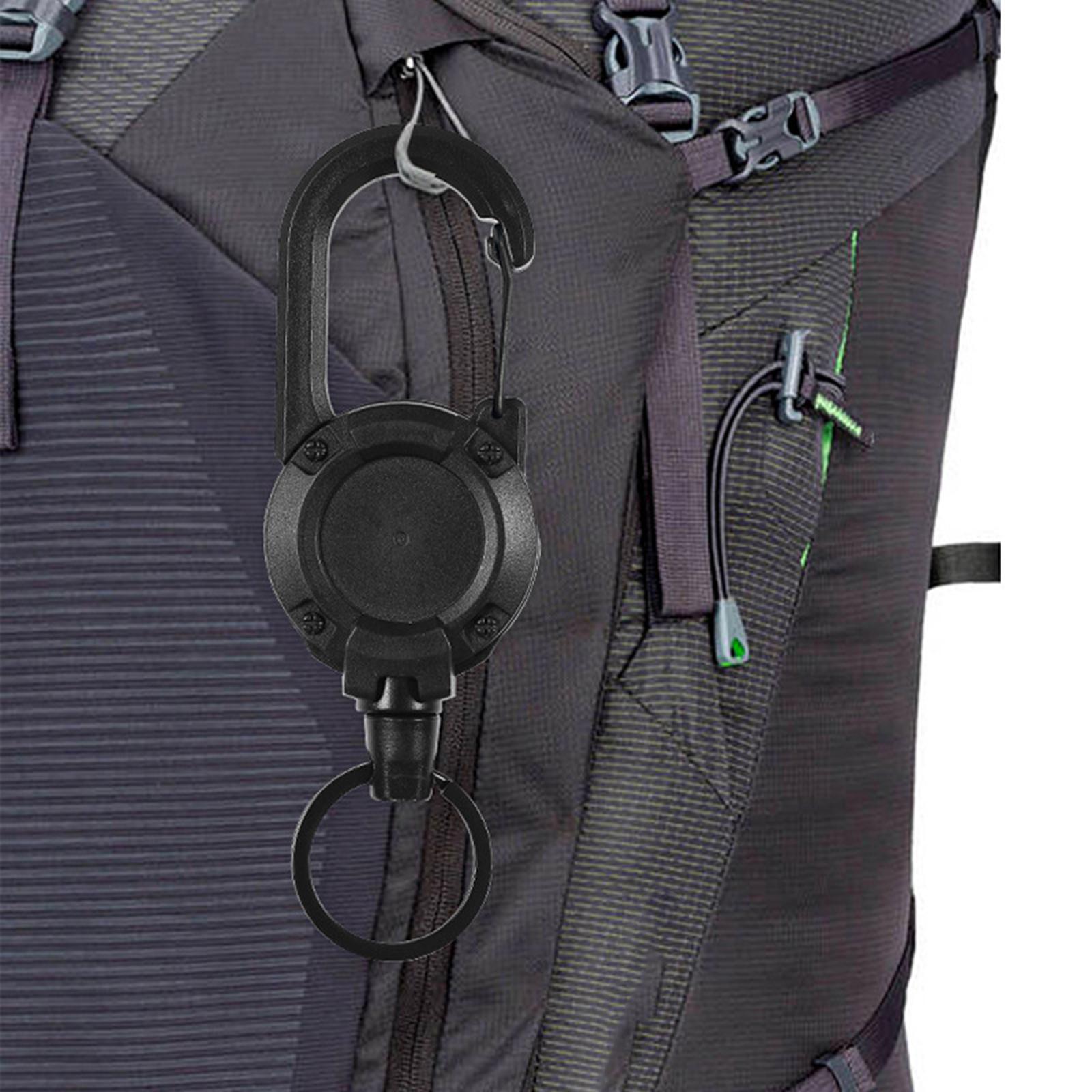 Retractable Keychain Black Steel Cord