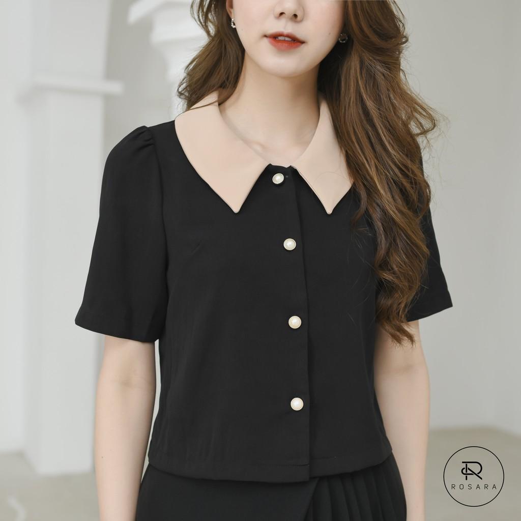 Áo sơ mi kiểu thời trang nữ dáng suông ngắn tay Rosara AM42