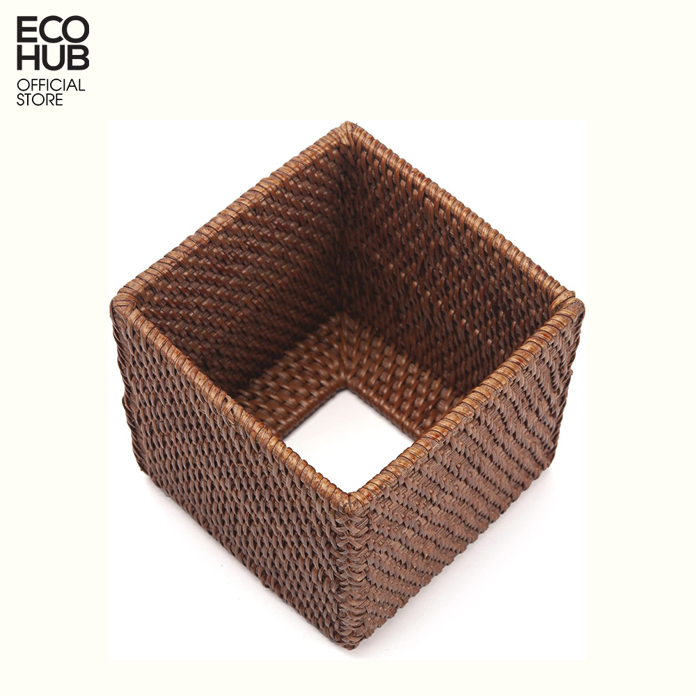 Hộp đựng khăn giấy ECOHUB hình vuông bằng mây (ECOHUB Square Rattan Tissue Box)