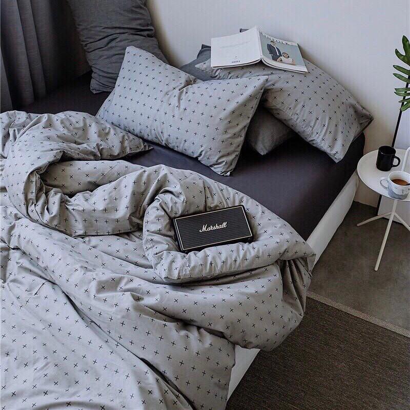 Bộ Ga Giường Full Set Cotton Korea Bedding ADU79 Đủ Kích Thước Trải Nệm 4 Món CÓ CHĂN CHẦN BÔNG