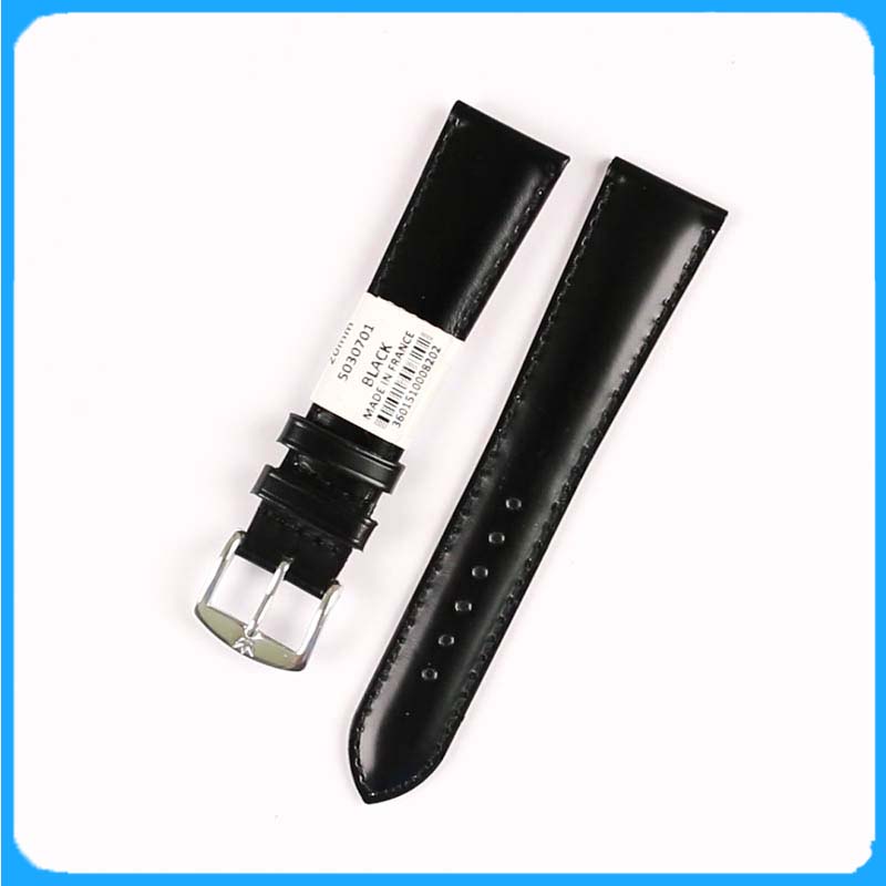 Dây Da Đồng Hồ ZRC Pháp Dòng KEY WEST Da Bê Màu Đen Không Vân Bóng