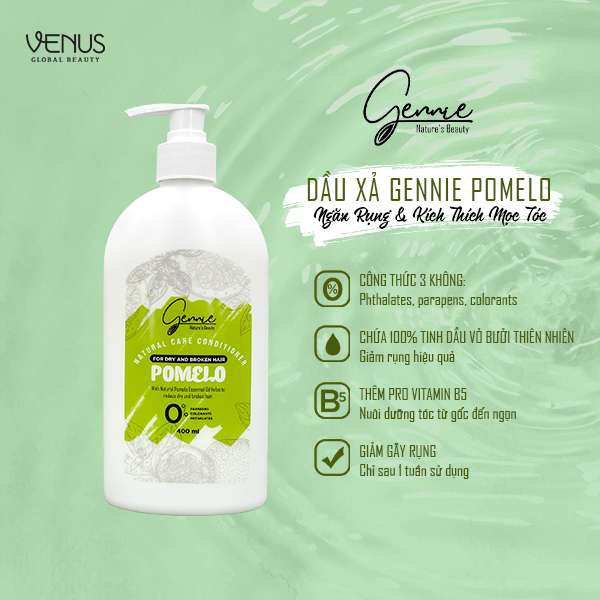 Dầu Xả Gennie Natural Care Tinh Dầu Bưởi Dành Cho Tóc Khô Và Dễ Gãy 400ml Chính Hãng