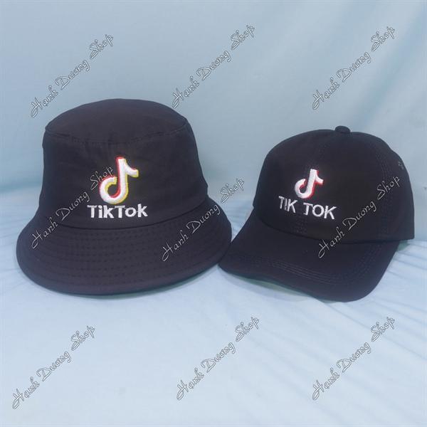 Set Nón Cặp Bucket &amp; Cap Tik Tok (TKT03); (TKV01) - Đen