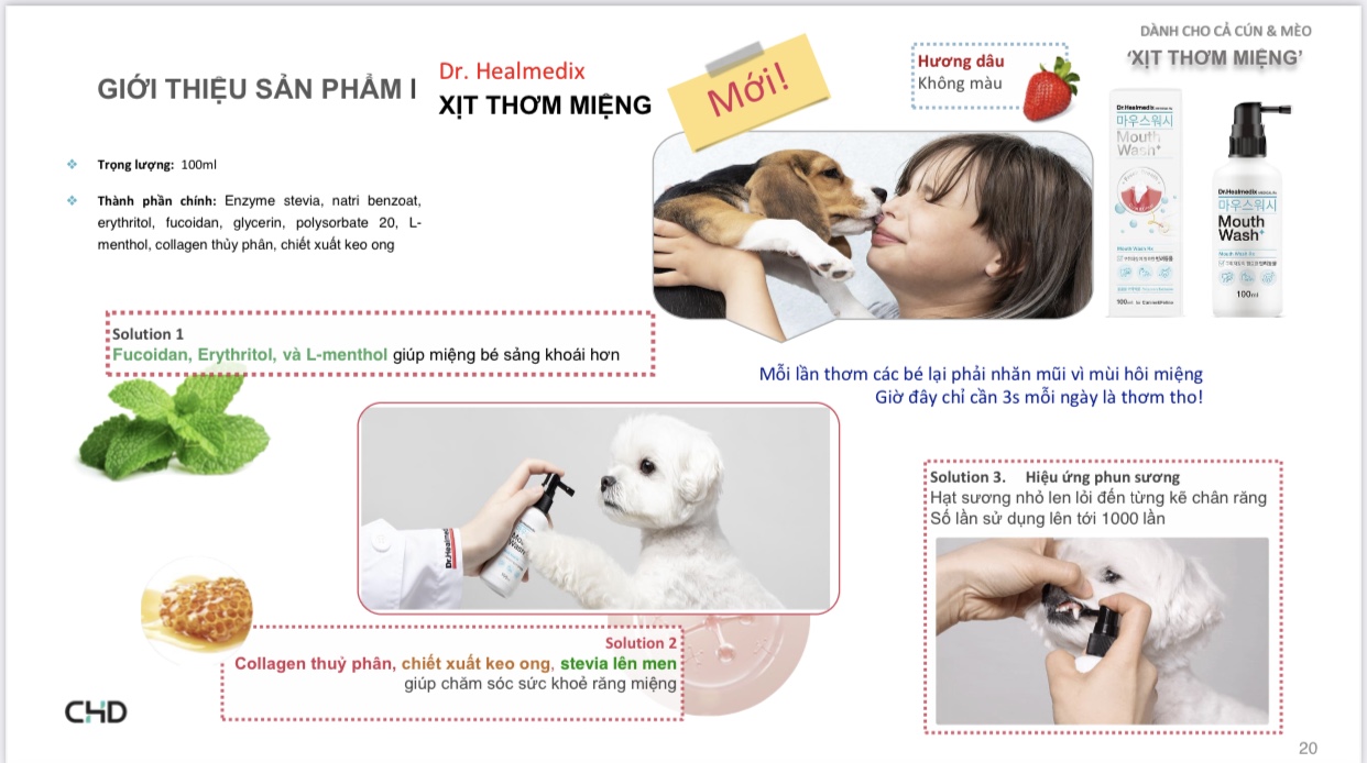 Bộ sản phẩm chăm sóc răng miệng Dr.Healmedix Medical Rx loại bỏ mùi hôi miệng của thú cưng