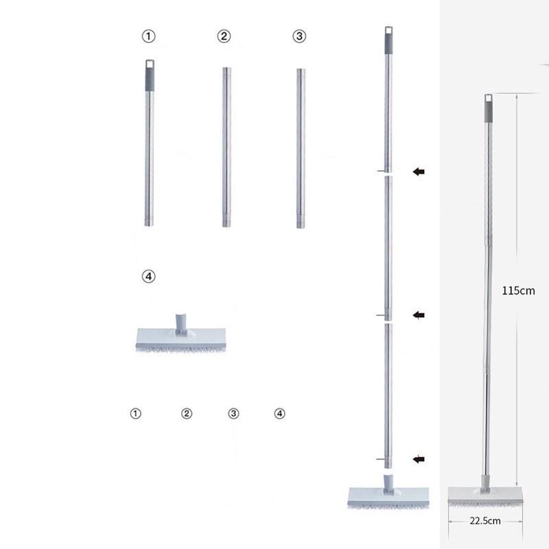 Chổi chà sàn nhà tắm 2 công dụng, đa năng 1 mặt chà, 1 mặt gạt nước, cán inox dài tiện dụng