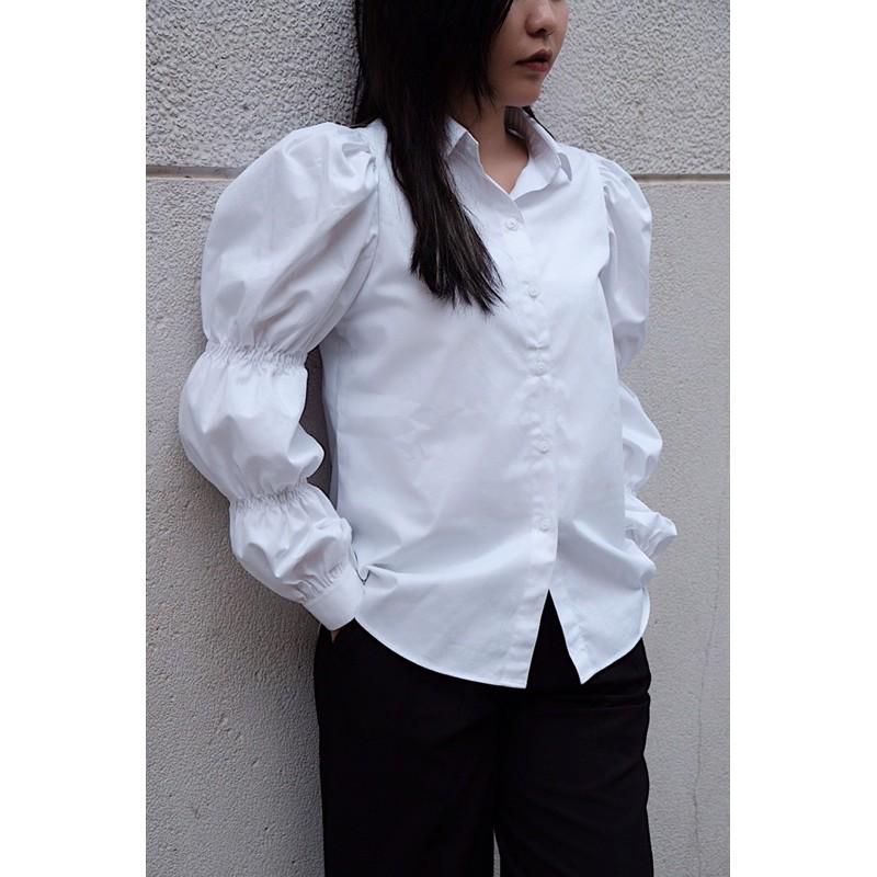 OLALASTUDIO Áo sơmi tay phồng Daisy Kaki Shirt