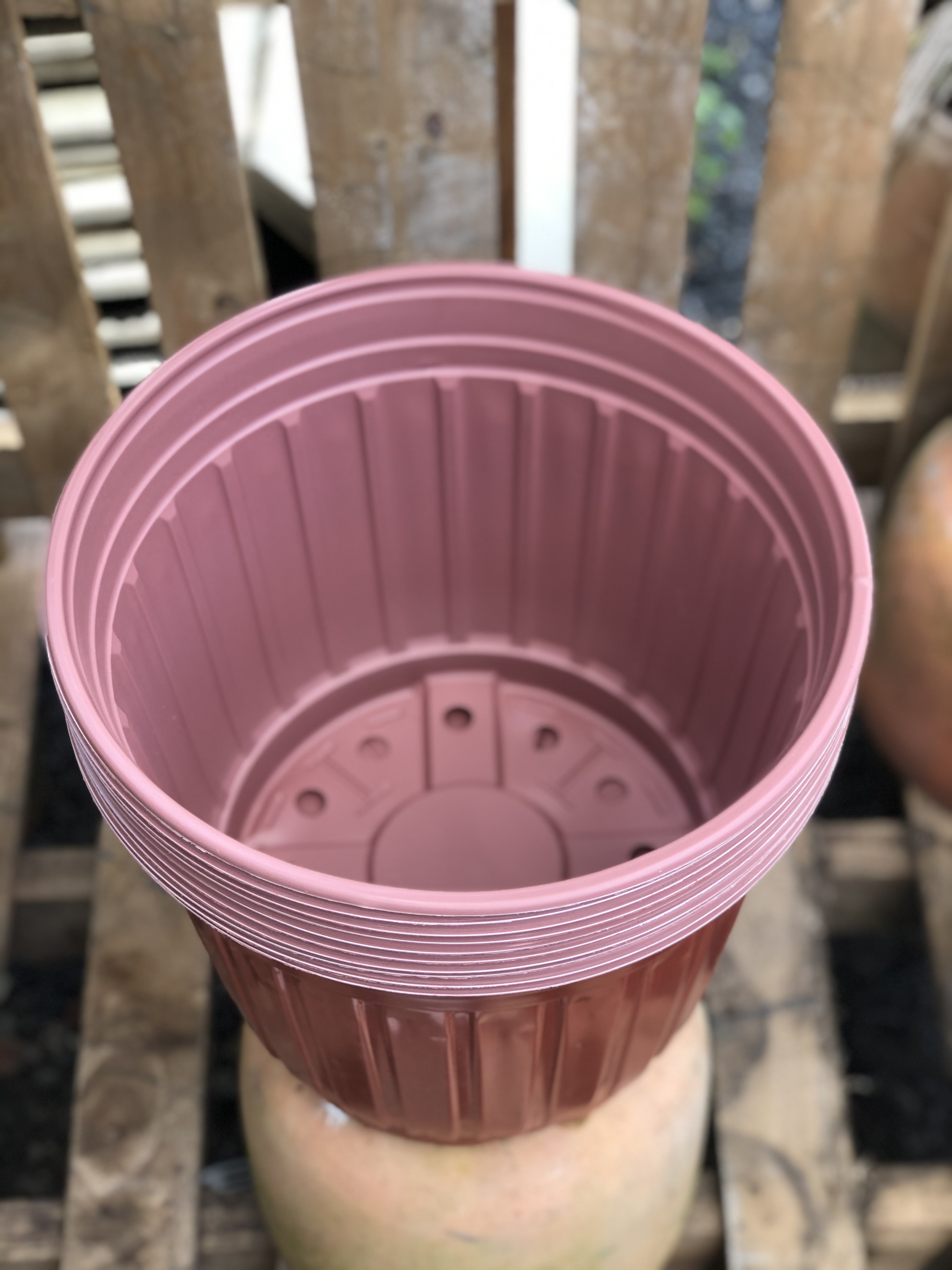 Bộ 10 chậu trồng cây màu nâu kích thước fi 350 x 280 mm