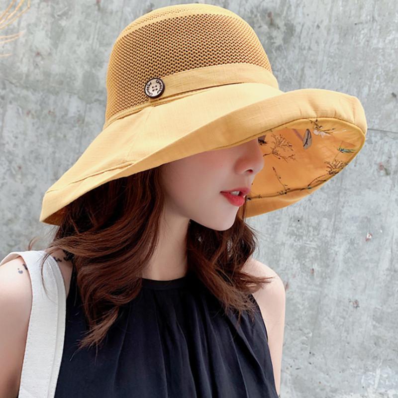 Mùa Hè Hoa Đi Biển Nữ Đi Foldbale Nắng Chống Tia UV Nón Lưới Thoáng Khí Nữ Nón Rộng Vành Nữ Chống Nắng mũ Lưỡi Trai