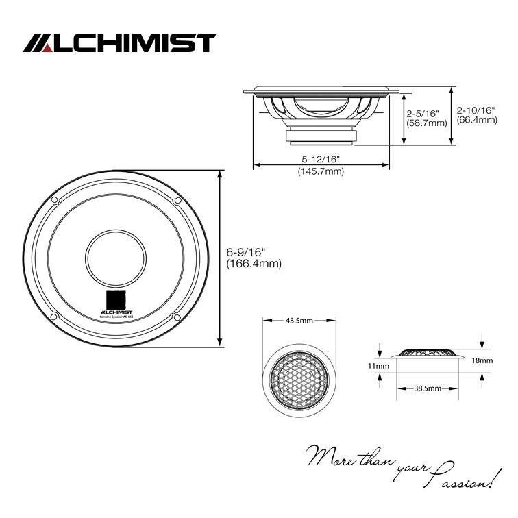 Loa  2-Way Alchimist AS-G65 Component Speaker Màng Nhôm Trắng Sang Trọng, Công Suất 130W Mạnh Mẽ