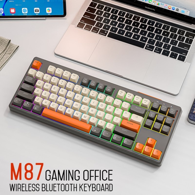 Bàn phím giả cơ Không dây Bluetooth M87 Gaming Led rainbow cho máy tính , laptop , điện thoại , máy tính bảng hàng nhập khẩu