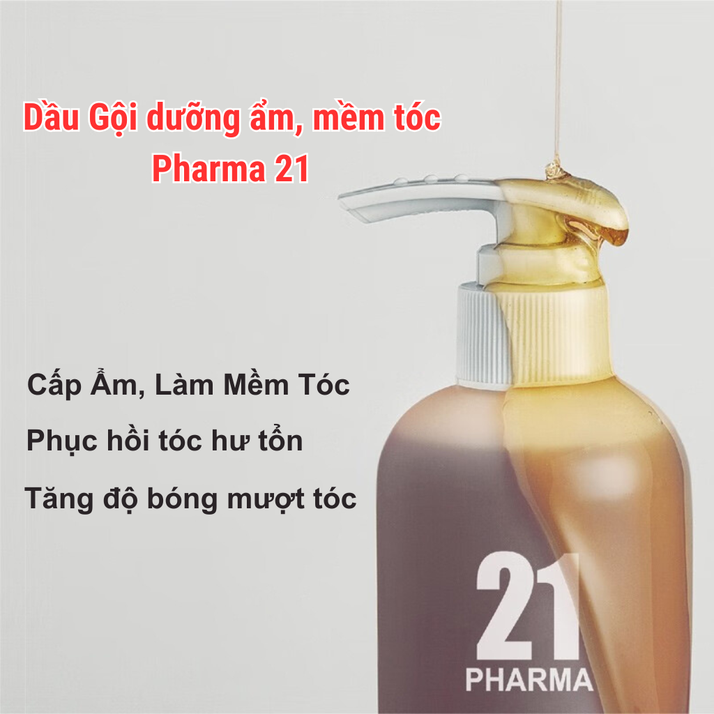 Combo Dầu Gội + Dâu Xả Dưỡng Ẩm Mêm Mượt Tóc chuyên sâu Pharma 21 Nhật Bản - Chai 600ml