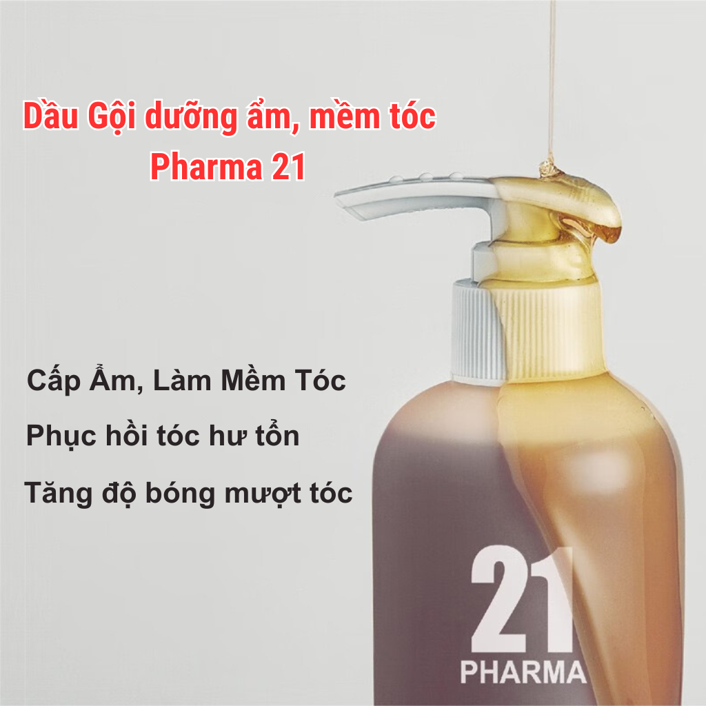 Dầu gội dưỡng ẩm Pharma 21 Nhật Bản dầu gội đầu dưỡng tóc suôn mượt phục hồi tóc cao cấp- Chai 600ml