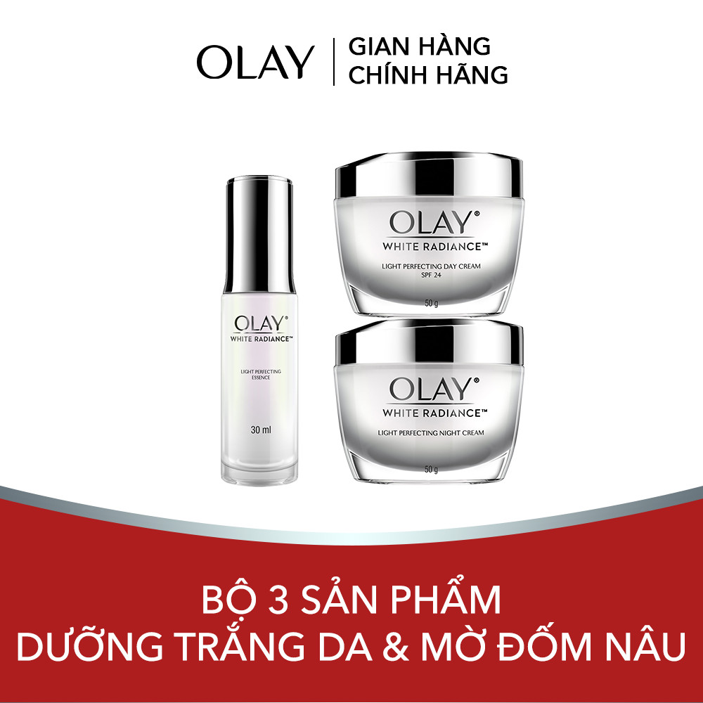 Bộ 3 sản phẩm dưỡng trắng da và mờ đốm nâu Olay White Radiance Light Perfecting