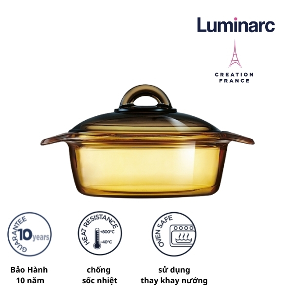 Nồi thuỷ tinh 1L Luminarc Blooming Amberline - LUBLH6721