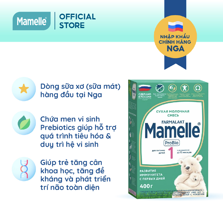 Combo 2 hộp Sữa bột công thức Mamelle Pro Bio Số 1 cho trẻ từ 0 đến 12 tháng hộp 400g/hộp