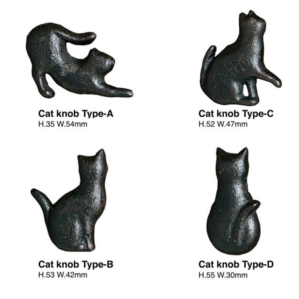 4pcs Retro Cat Design Furniture Door Knob Cast Iron Wardrobe Drawer Pulls