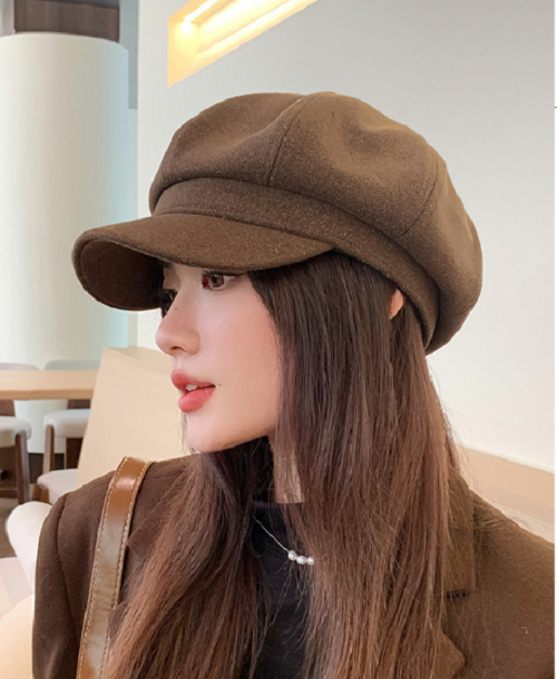 Mũ bê rê nữ dạ trơn 2 lớp cao cấp phong cách Hàn, nón nồi có vành cho nữ mới