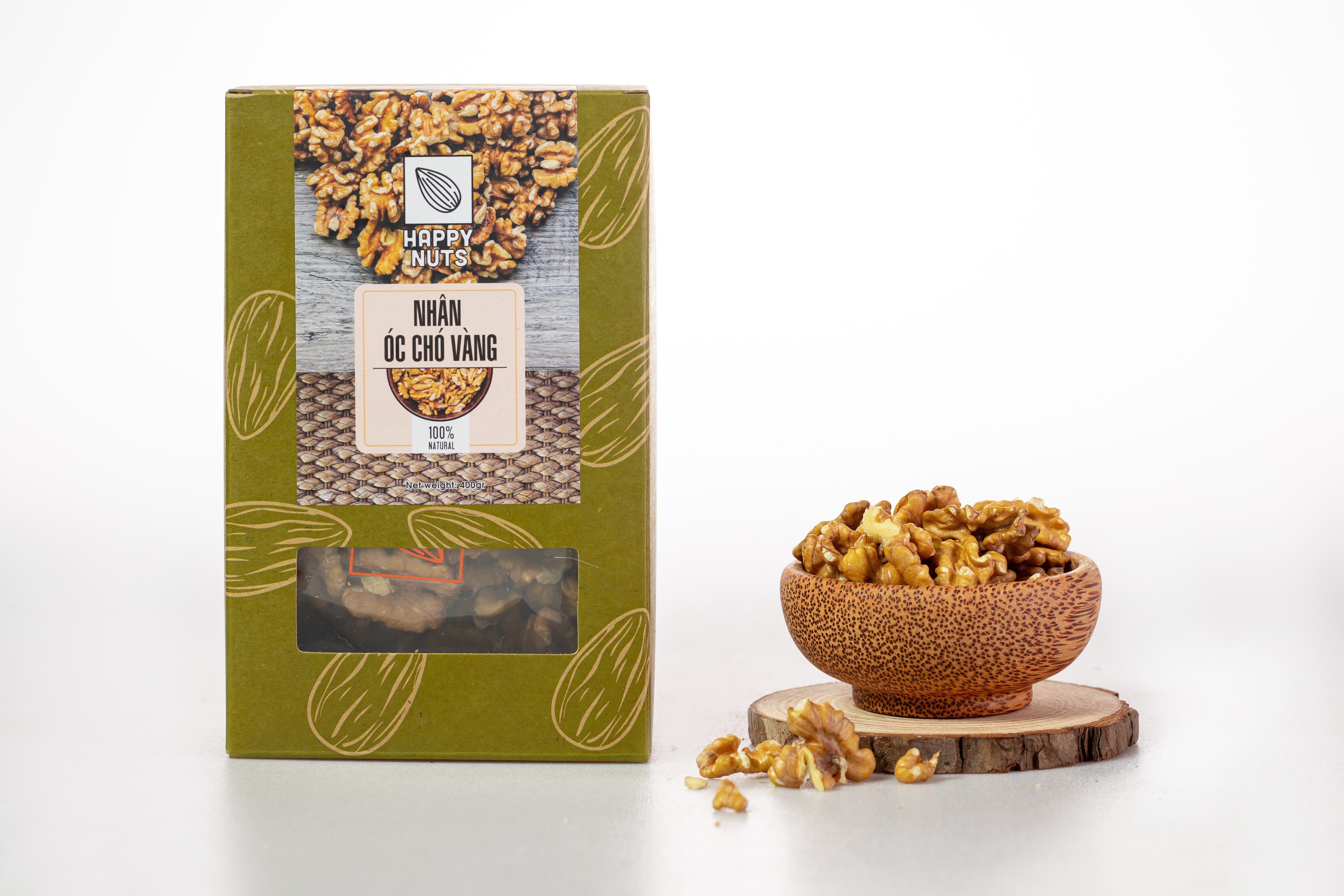 Nhân óc chó vàng Happy Nuts 400g