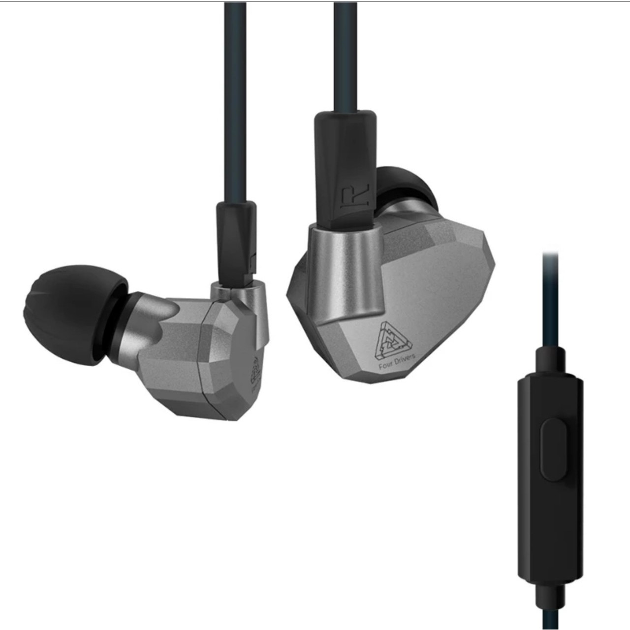 Tai nghe KZ ZS5 - Tai nghe 8 driver công nghệ âm thanh Hybrid có Micro - màu xám - Hàng chính hãng