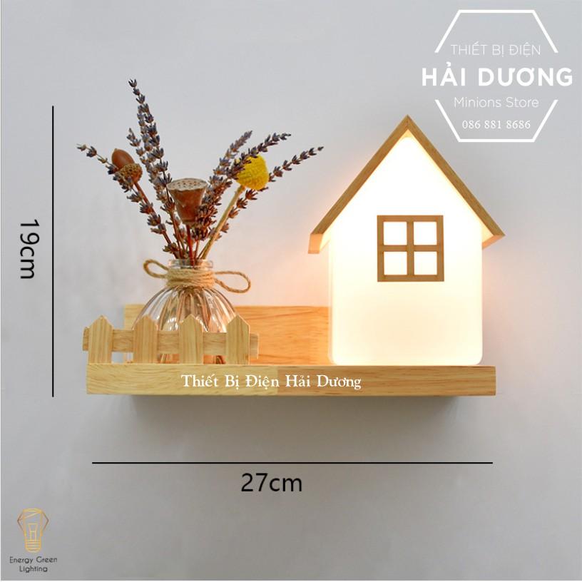 Đèn Tường Kệ Gỗ Hình Ngôi Nhà Chao Thủy Tinh Hiện Đại DT-2719 - Trang Trí Căn Phòng - Energy Green Lighting-Bao Gồm Bóng