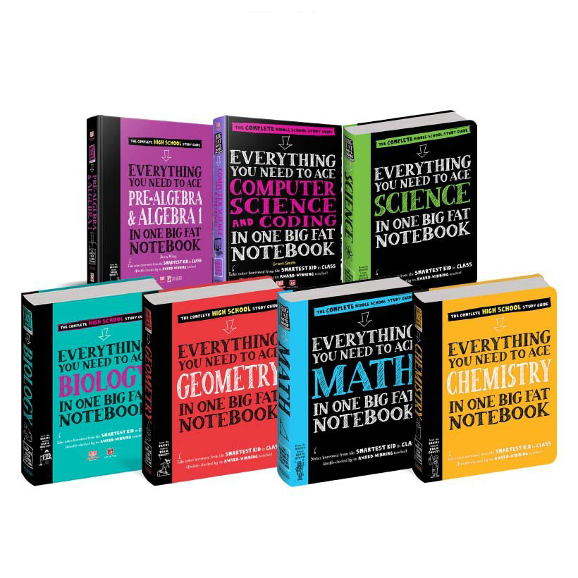 Sách Big Fat Notebooks -Everything you need to ace - Sổ Tay Học Tập Toán Học, Khoa Học, Hóa Học, Hình Học, Đại Số, Khoa Học Máy Tính, Sinh Học  Bộ 7 cuốn Tiếng Anh  - Á Châu Books , bìa cứng in màu
