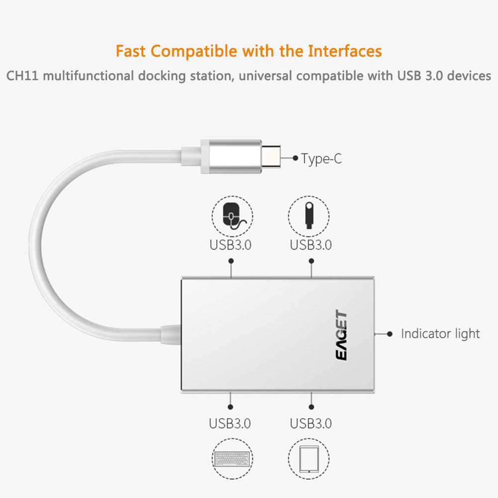 Bộ chia đa chức năng Type-C sang USB 3.0 Hub 4 cổng Male To Female